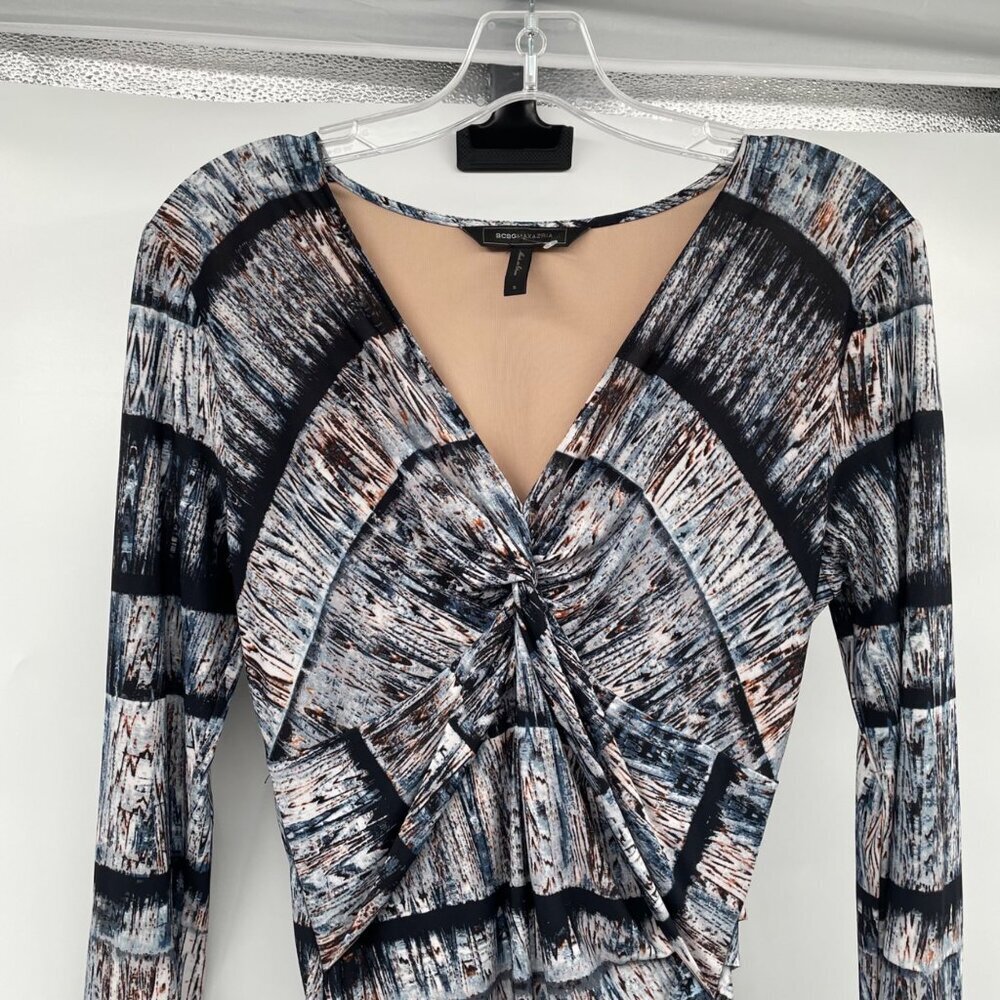 BCBG MAXAZIRA Ruched Bodycon Dress Twisted Front Long Sleeve Size Small - Picture 2 of 8